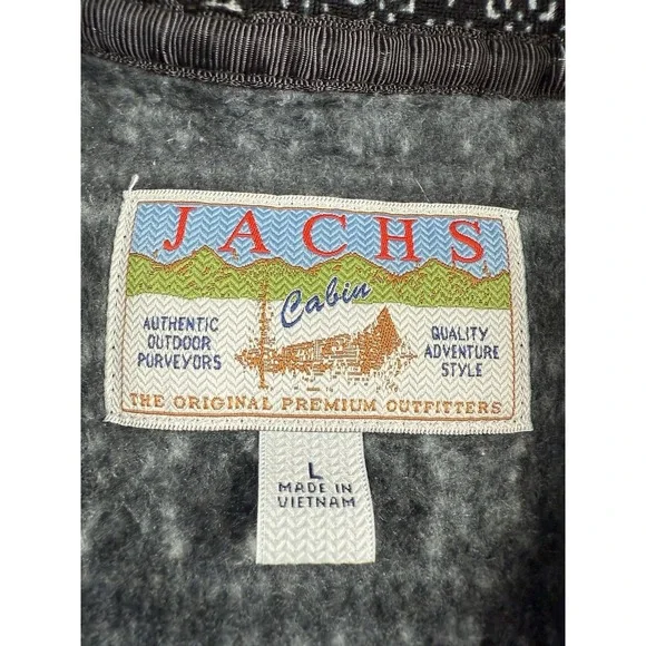 Jachs Cabin Fair Isle 1/4 Snap Pullover Black White Women's Size L EUC Cozy - Picture 8 of 12